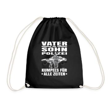 Polizei Papa Sohn Partnerlook - Turnbeutel - Schwarz - Vorne