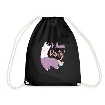 Pyllama Party Llama Alpaca Funny Pyjama - Drawstring Bag - black - Front