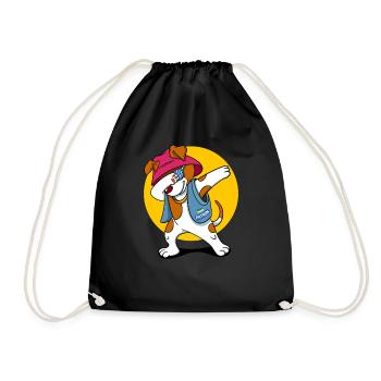 Ukrainian Dog Patron For Ukrainians Fun Polka dots - Drawstring Bag - black - Front