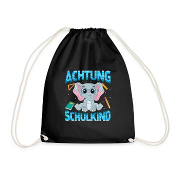 Achtung Schulkind Elefant - Turnbeutel - Schwarz - Vorne