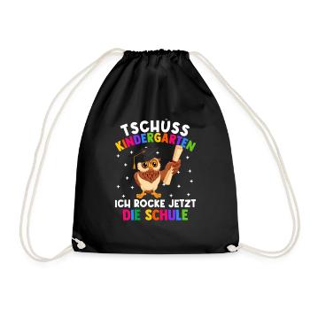 Bye Kindergarten Einschulung Schulkind Eule - Turnbeutel - Schwarz - Vorne