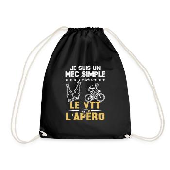 Je suis un mec simple j'aime le VTT et l'apéro - Sac de sport léger - noir - Devant