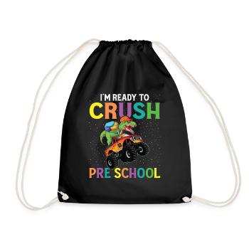 Ready Crush Pre School Dinosaur Monster Truck - Drawstring Bag - black - Front