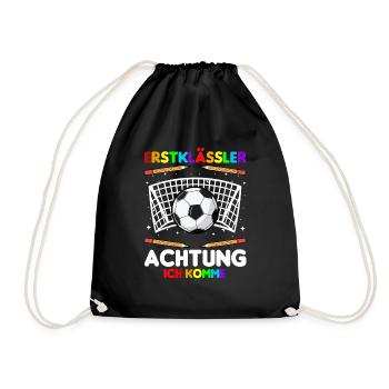 Erstklässler Schulkind Einschulung Fußball - Turnbeutel - Schwarz - Vorne