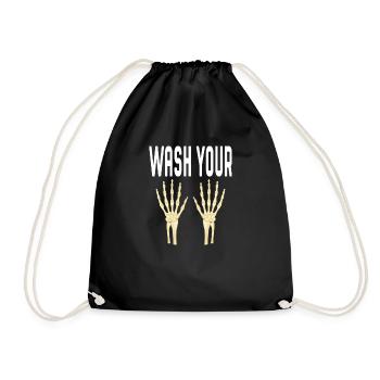 Wash Your Hands Skeleton Hand Wash Clean - Drawstring Bag - black - Front