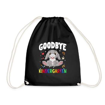 Goodbye Kindergarten Hase Einschulung Schule - Turnbeutel - Schwarz - Vorne