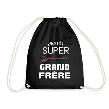 Bientôt Grand Frère Futur Frère Naissance Bèbè - Drawstring Bag - black - Front