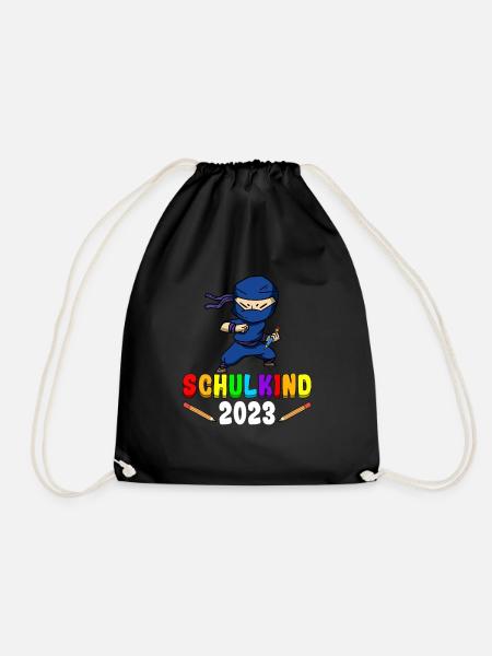 Schulkind 2023 Ninja - Turnbeutel - Schwarz