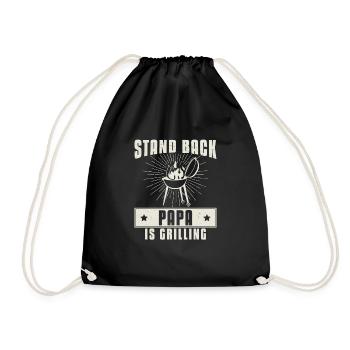 Stand Back Papa Is Grilling Funny Grill Meat For - Drawstring Bag - black - Front