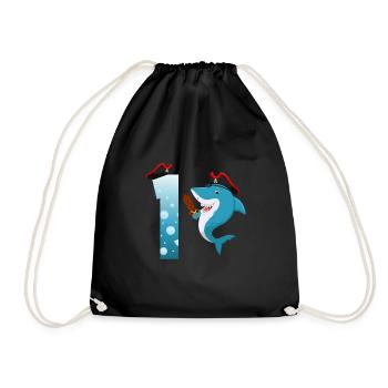 1st Children's Birthday Shark - Drawstring Bag - black - Front