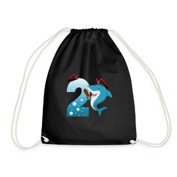 2ème fête d’anniversaire des enfants Shark - Sac de sport léger - noir - Devant