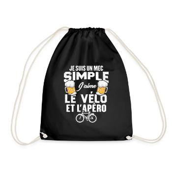 Je Suis Un Mec Simple J'aime Le Vélo Et L'apéro - Sac de sport léger - noir - Devant
