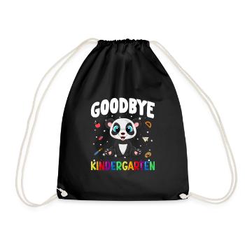 Goodbye Kindergarten Panda Einschulung Schule - Turnbeutel - Schwarz - Vorne