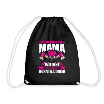 Feuerwehrfrau Feuerwehr Feuerwehrmann Mama - Turnbeutel - Schwarz - Vorne