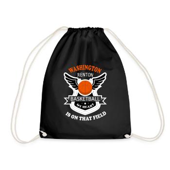 Renton Basketball My heart is on this field - Drawstring Bag - black - Front