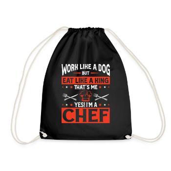 Eat like a king cook kitchen cooking - Drawstring Bag - black - Front
