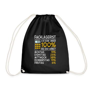 Immer 100% Fachlagerist - Turnbeutel - Schwarz - Vorne