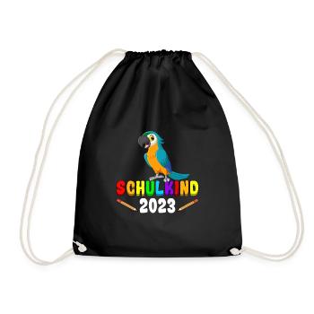 Schulkind 2023 Papagei - Turnbeutel - Schwarz - Vorne