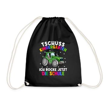 Bye Kindergarten Einschulung Schulkind Traktor - Turnbeutel - Schwarz - Vorne