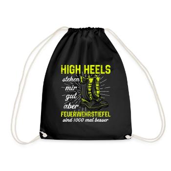 Feuerwehrfrau Feuerwehr Feuerwehrmann Mama - Turnbeutel - Schwarz - Vorne