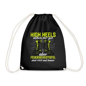 Feuerwehrfrau Feuerwehr Feuerwehrmann Mama - Turnbeutel - Schwarz - Vorne