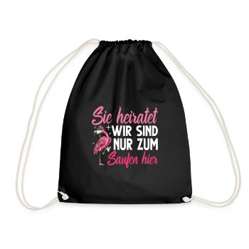 Flamingo Junggesellenabschied Frauen jga Saufen - Turnbeutel - Schwarz - Vorne