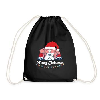 Merry Christmas Hund süß Mops Möpse Hunderasse - Turnbeutel - Schwarz - Vorne