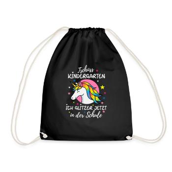 Lustiges Ich glitzer jetzt in der Schule Einhorn - Turnbeutel - Schwarz - Vorne