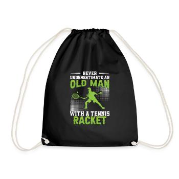 Never Underestimate An Old Man With A - Turnbeutel - Schwarz - Vorne