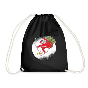 Argent gourmand oie de Noël avec beaucoup d’argent dans le sac - Sac de sport léger - noir - Devant