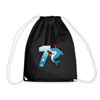7ème fête d’anniversaire des enfants Shark - Sac de sport léger - noir - Devant