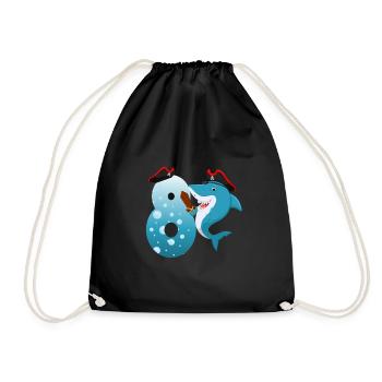 8ème fête d’anniversaire des enfants Shark - Sac de sport léger - noir - Devant