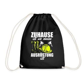 Feuerwehrfrau Feuerwehr Feuerwehrmann Mama - Turnbeutel - Schwarz - Vorne