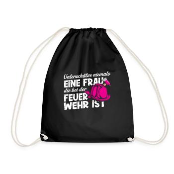 Feuerwehrfrau Feuerwehr Feuerwehrmann Mama - Turnbeutel - Schwarz - Vorne
