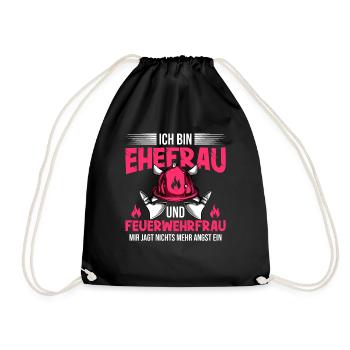 Feuerwehrfrau Feuerwehr Feuerwehrmann Mama - Turnbeutel - Schwarz - Vorne