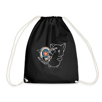 Cute cat Aims at a slice of bow and arrow - Drawstring Bag - black - Front