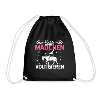 Voltigieren Volti Voltigier Pferde Pferdemädchen - Turnbeutel - Schwarz - Vorne