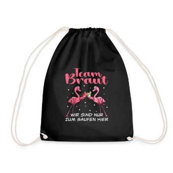 Flamingo Junggesellenabschied Frauen jga Saufen - Turnbeutel - Schwarz - Vorne