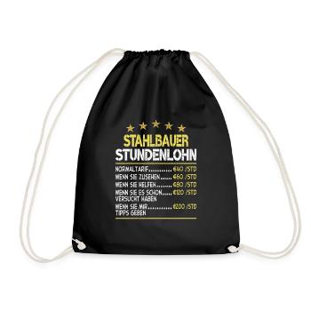 Stahlbauer Stundensatz Stundenlohn - Turnbeutel - Schwarz - Vorne
