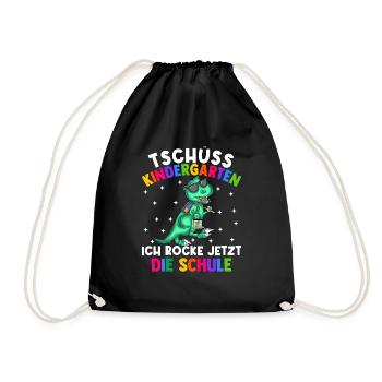 Tschüss Kindergarten ich rocke jetzt die Schule - Turnbeutel - Schwarz - Vorne