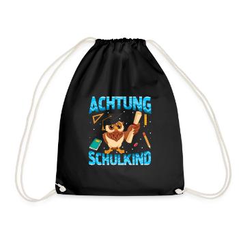 Achtung Schulkind Eule - Turnbeutel - Schwarz - Vorne