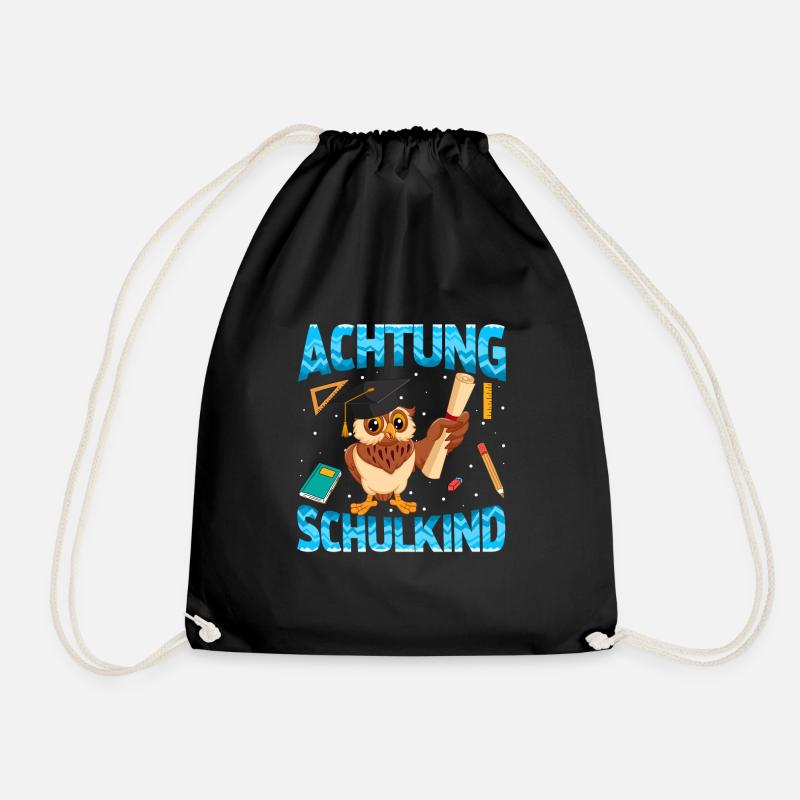 Achtung Schulkind Eule - Turnbeutel - Schwarz