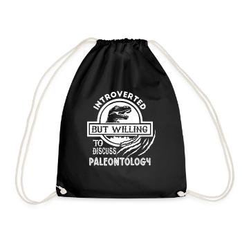 Introverted, But Discuss Paleontology - Drawstring Bag - black - Front