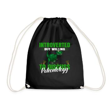 Introverted, But Discuss Paleontology - Drawstring Bag - black - Front
