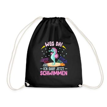 Seepferdchen Abzeichen Seepferdchen bestanden - Turnbeutel - Schwarz - Vorne