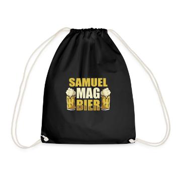 Samuel mag Bier Name Geburtstag - Turnbeutel - Schwarz - Vorne