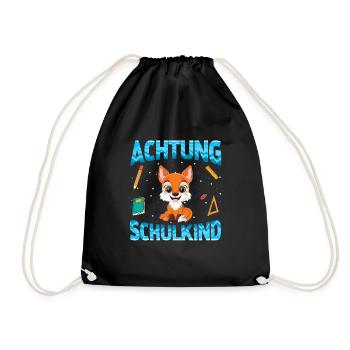 Achtung Schulkind Fuchs - Turnbeutel - Schwarz - Vorne