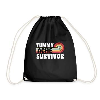 Tummy Ache Survivor Retro 70 stomach ache - Drawstring Bag - black - Front