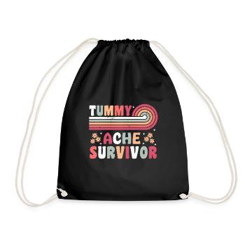 Tummy Ache Survivor Retro 70s Gift - Drawstring Bag - black - Front
