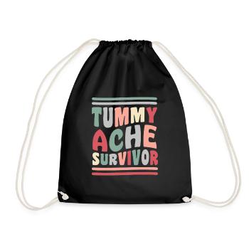 Tummy Ache Survivor 80s 70s Vibe Gift - Drawstring Bag - black - Front